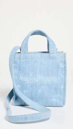 Acne Studios Logo Shopper Mini Destroyed Denim Bag