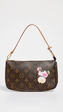 What Goes Around Comes Around Louis Vuitton Brown Murakami Panda Pochette