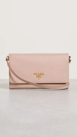 What Goes Around Comes Around Prada Pink Saffiano Wallet On Chain Small