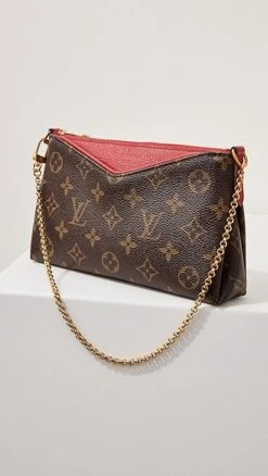 What Goes Around Comes Around Louis Vuitton Red Monogram Pallas Clutch