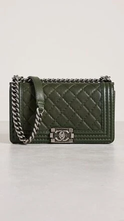 What Goes Around Comes Around Chanel Green Lambskin Boy Medium